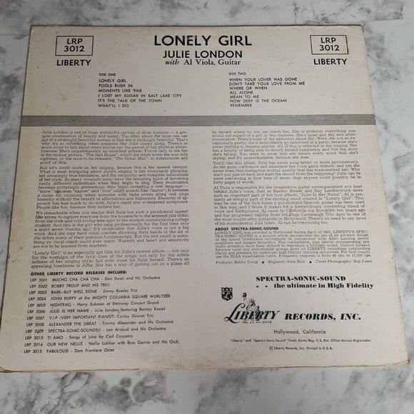Julie London Lonely Girl Vinyl Record - Picture 12 of 16